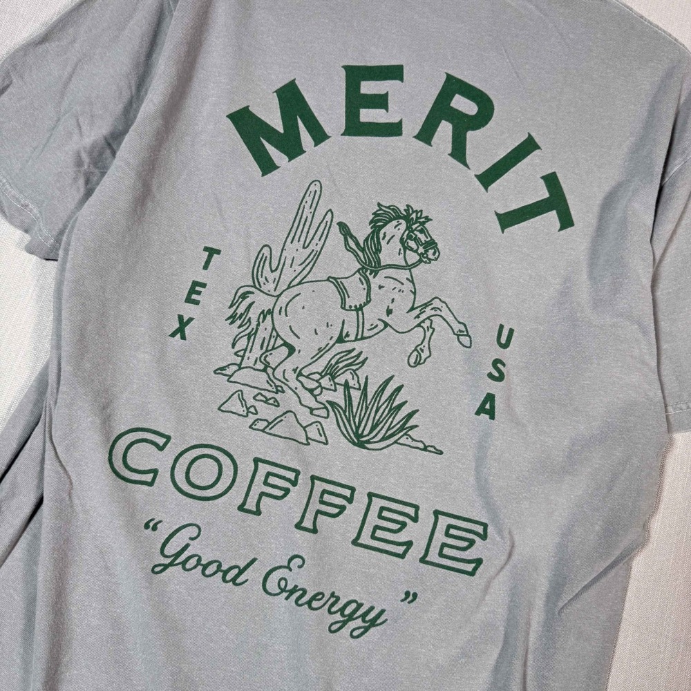 Merit Coffee Co Texas Graphic Tee Grey Comfort Colors Medium